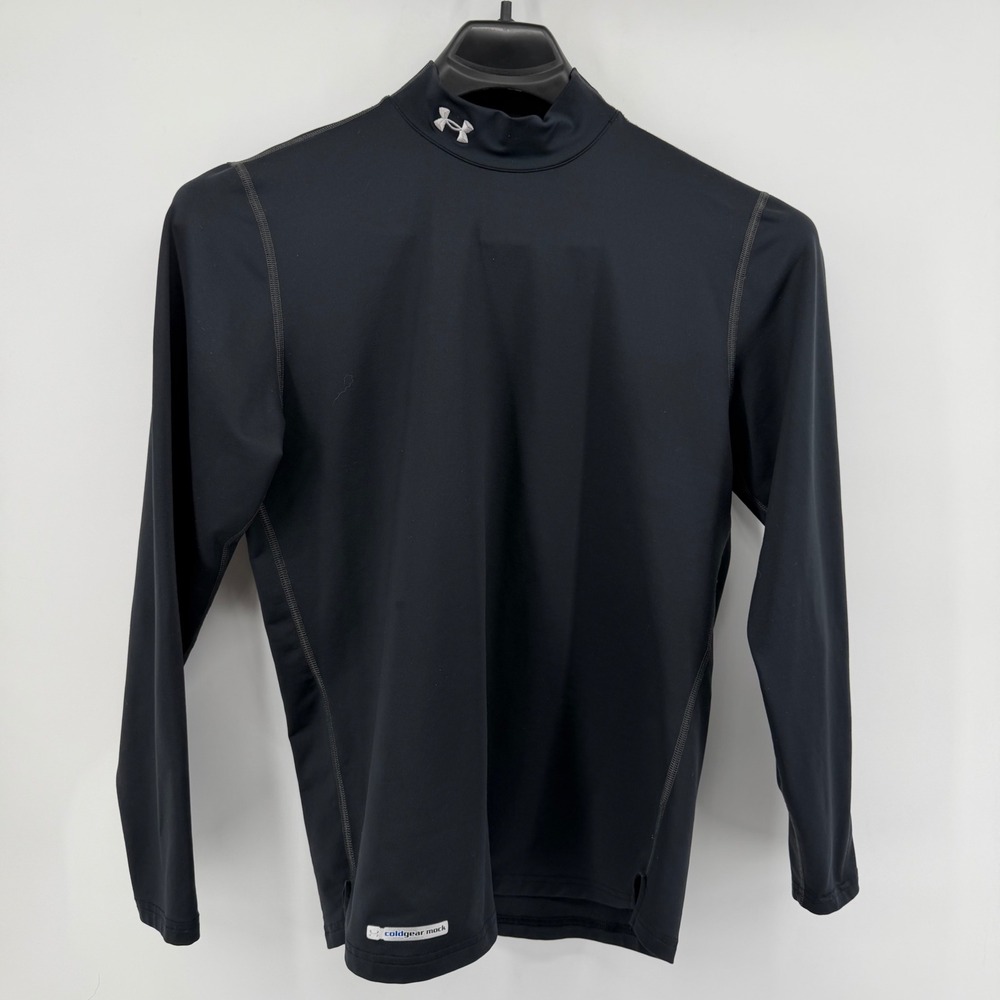 Under Armour Base Layer Mens Large Black ColdGear Mock Neck Fitted Athletic Top